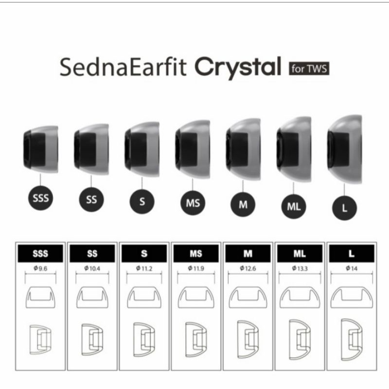 AZLA CRYSTAL SEDNAEARFIT FOR TWS EARTIPS REPLACEMENT True Wireless Stereo