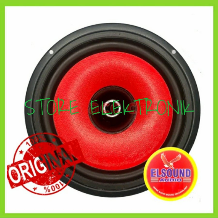 Speaker Elsound 8 Inch Woofer Bass Warna Merah 100 Watt Original