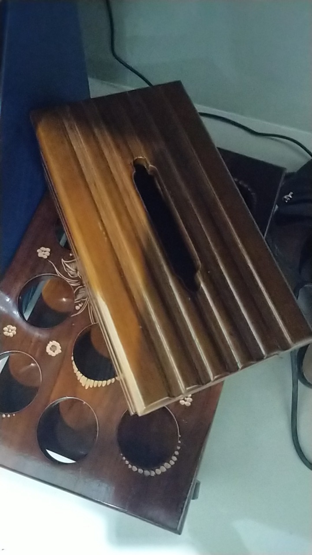 Tempat Aqua Gelas Kayu Jati Persegi Panjang