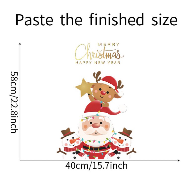 [ Santa Claus Elk Wall Sticker Decoration for Home Living Room Bedroom Xmas Festival Gifts ]