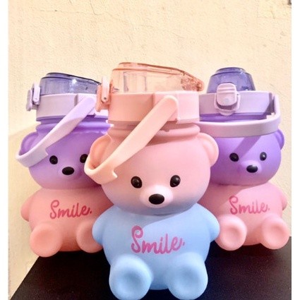 Botol Minum Anak Bear Beruang Gradasi Viral Gemoy 1100ml Stiker 2D &amp; 3D