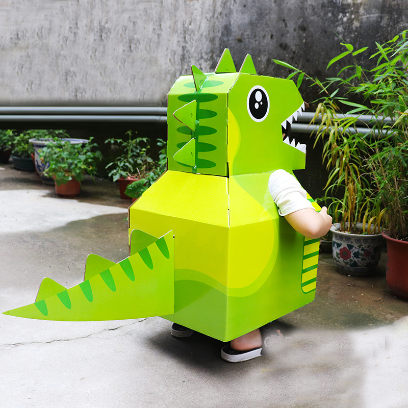 Anak-anak Dinosaurus Karton Pretend Play Mainan DIY Kertas Kinerja Wearable Cartons Pesta Anak Mainan Luar Ruangan