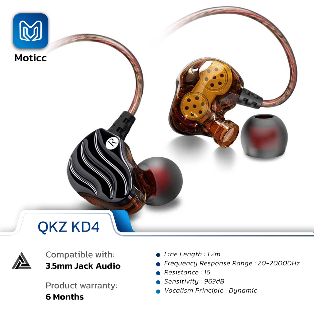 QKZ KD4 with Mic Mini Dual Driver In Ear Earphone HIFI