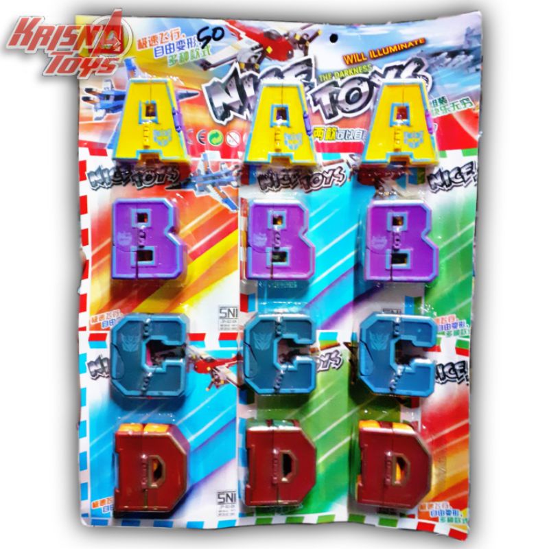MAINAN ANAK ROBOT HURUF/ROBOT HURUF BERUBAH/ROBOT ABJAD isi 12 pcs/Lembar