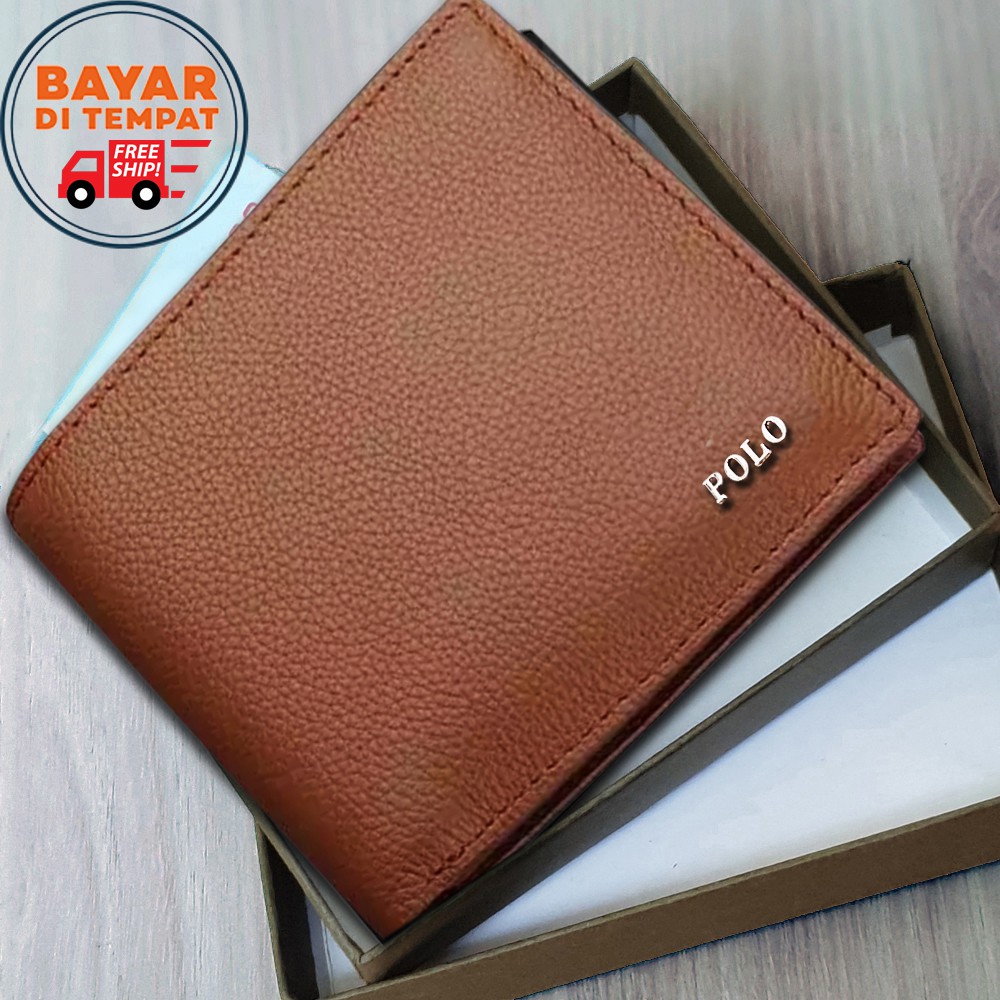 SHOPEE 7.7 BOMBASTIS SALE!! DOMPET PRIA DOMPET PENDEK DOMPET KULIT SINTETIS DENGAN LOGO LOGAM STAINLESS + BOX