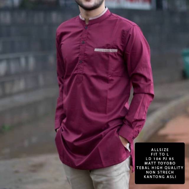 TOTOTAshop.Baju koko ANWA S-M-L-XL-XXL,Bahan cotton toyobo tebal premium.Lengan panjang,kantong asli