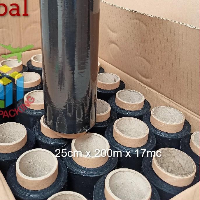 

✧ Stretch FIlm Hitam 25cm x 200m Plastik Wrapping Tebal Plastic wrap Bungkus koper Bandara Black ☃