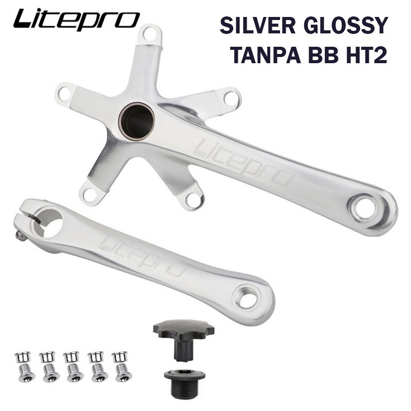 Litepro Glossy Crankset Tanpa BB HT2 Crank Sepeda Lipat BCD 130