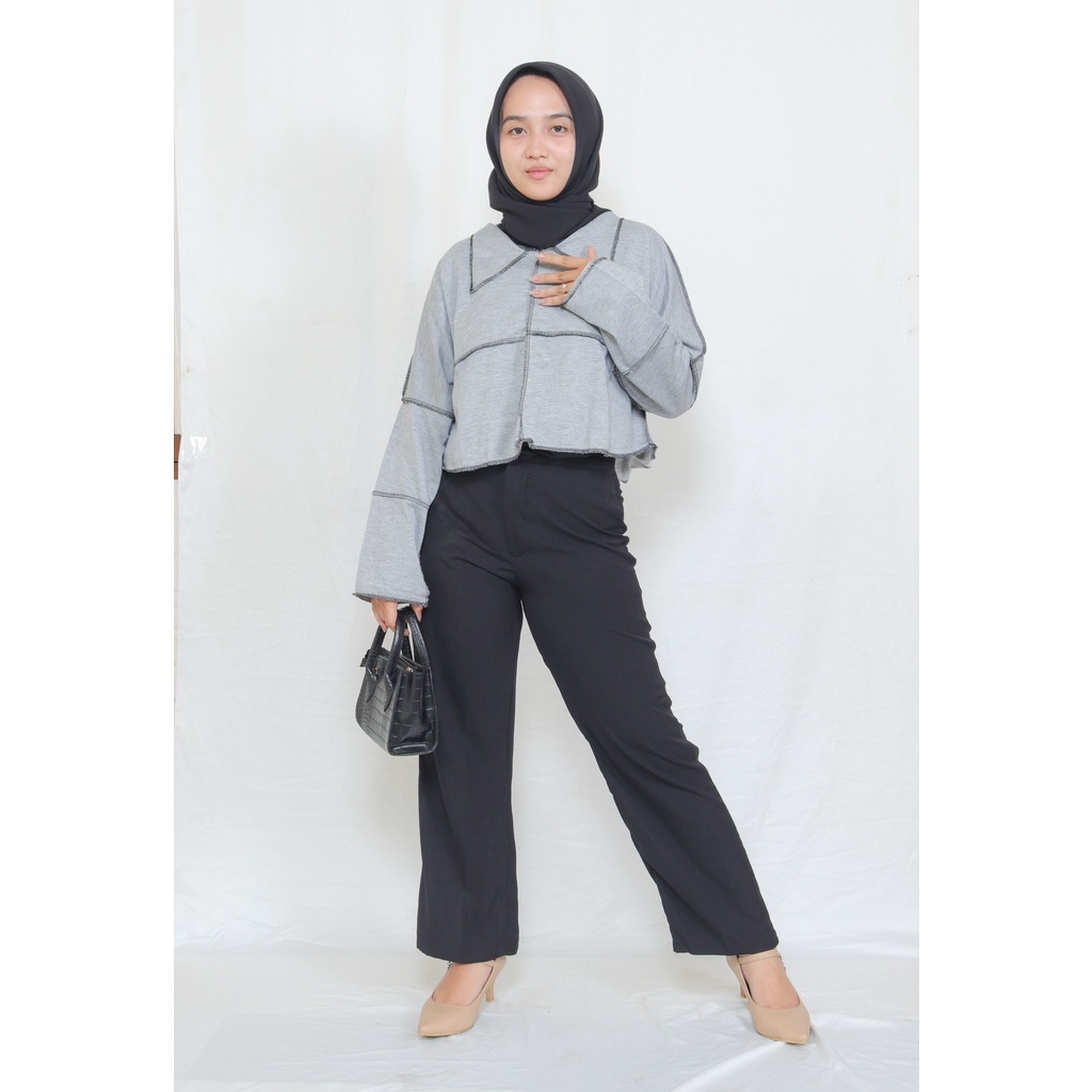 DUSTINE CROP WANITA OVERSIZE - atasan wanita - baju kekinian