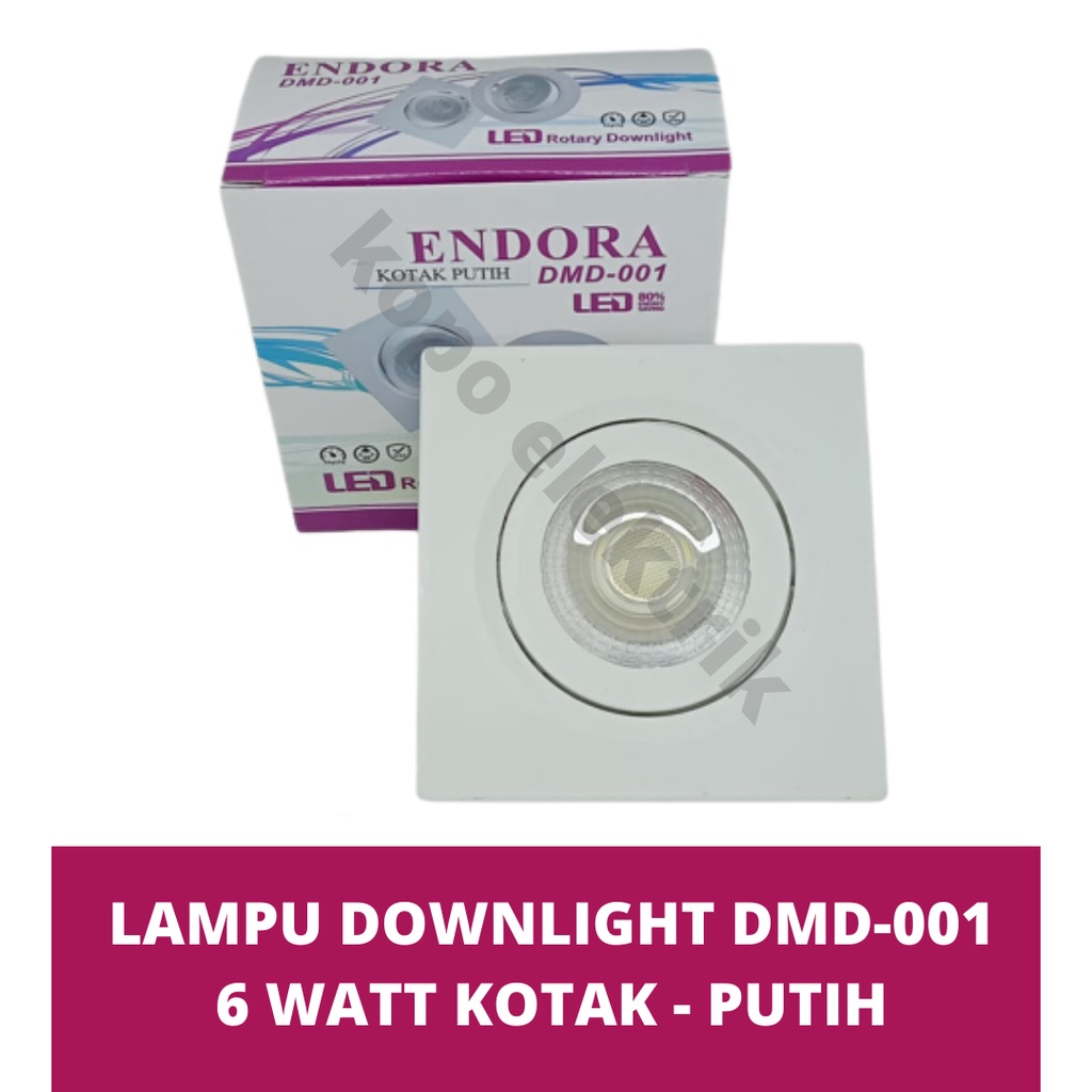 Lampu Downlight Spotlight Rotary 6 Watt Kotak - Putih