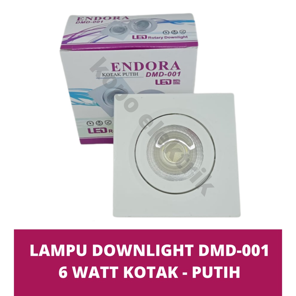 Lampu Downlight Spotlight Rotary 6 Watt Kotak - Putih