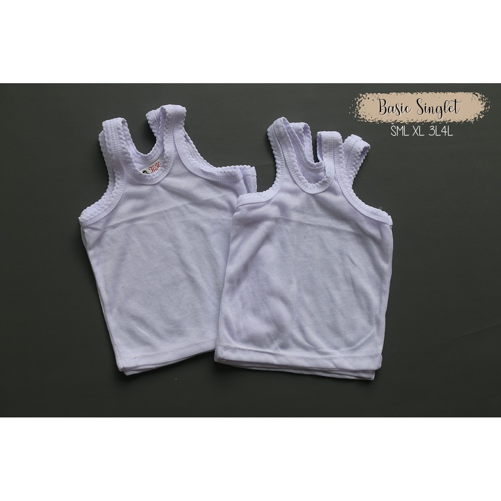 Basic Singlet Anak  SML XL 3L 4L ~ Singlet bayi ~ Singlet anak laki ~ singlet kutung anak unisex