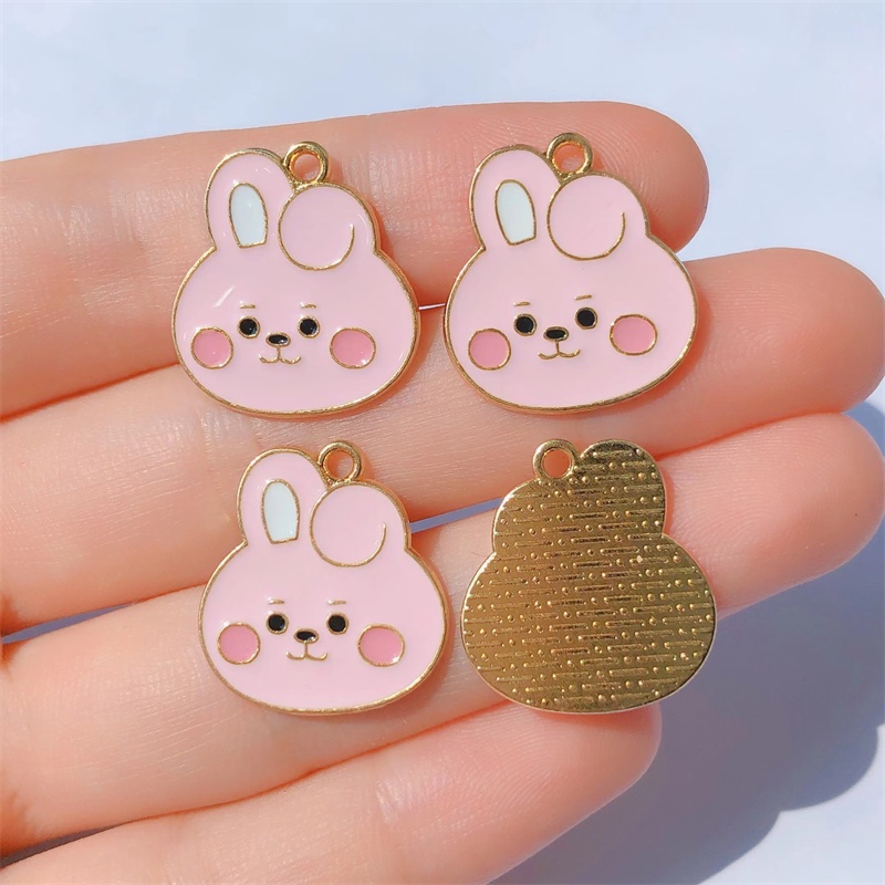 4pcs Liontin Kalung Bentuk Hewan Kelinci / Kucing Bahan Alloy Charms