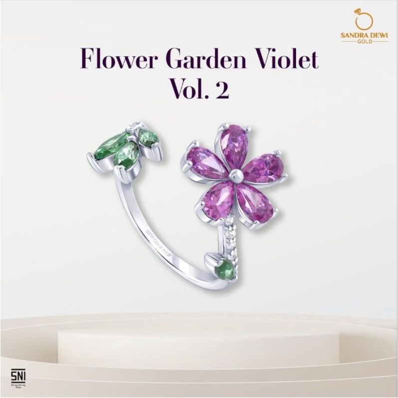 Cincin Flower Garden Violet Collection Sandra Dewi Gold