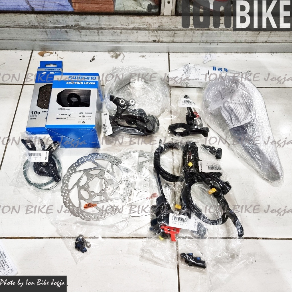 Groupset Deore M4100 2 X 10 Speed 36 - 26 T 11 - 42T  Dual Crank - Group Set Shimano 10sp Sepeda Mtb