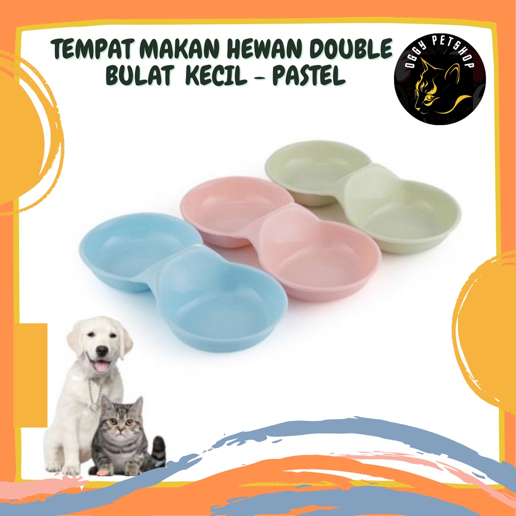 TEMPAT MAKAN HEWAN Kucing Anjing Double Kecil Warna Pastel