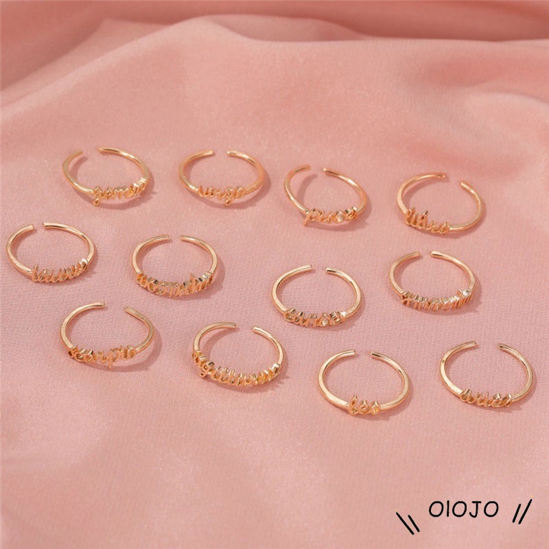 Desain Cincin Wanita 12 Konstelasi Emas/Cincin Sederhana Yang Dapat Disesuaikan - ol