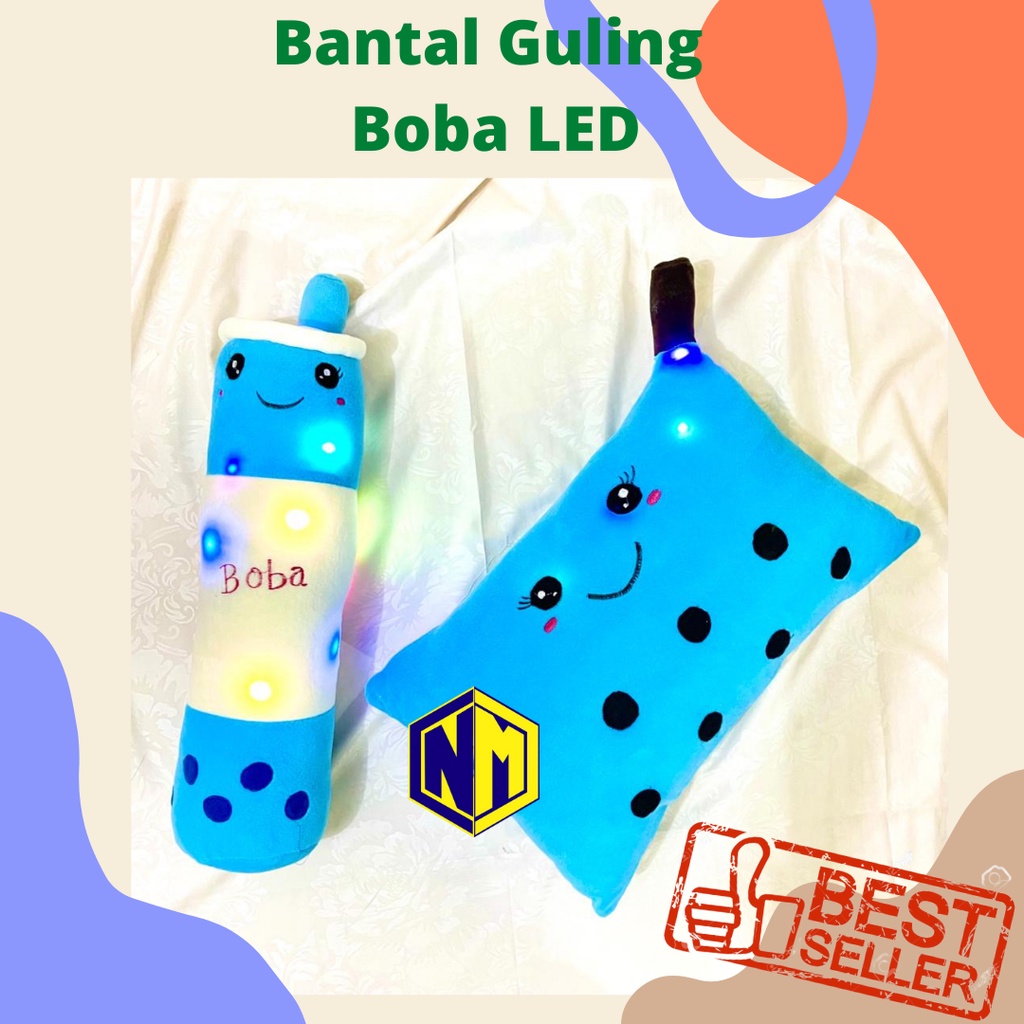 Bantal &amp; Guling Boneka 1 Set Karakter Boneka Boba Lampu Led Nyala Bahan Halus gemoy Size Anak Anak