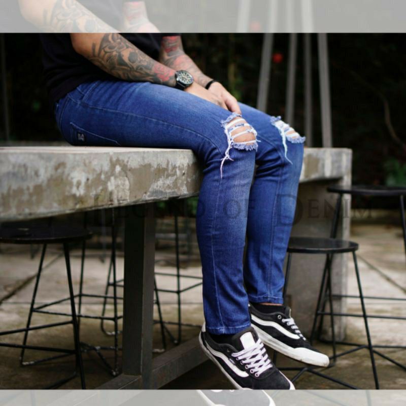 JEANS SKINNY RIPPED SOBEK/KOYAK KARET MELAR