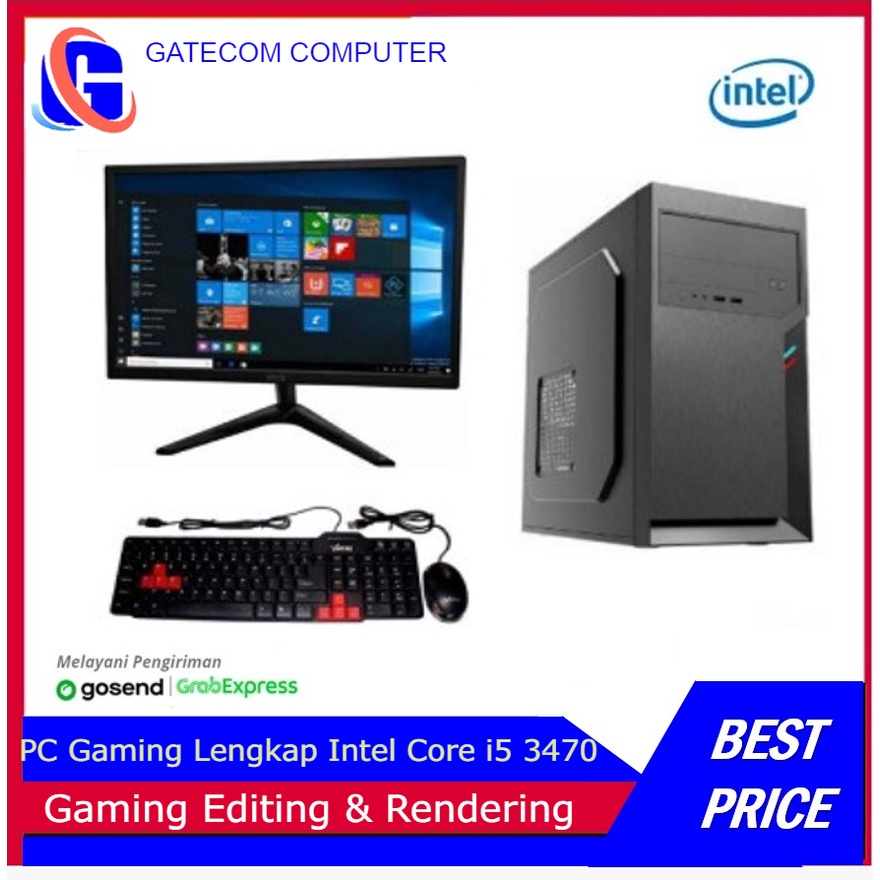 PC Gaming Lengkap Intel Core i5 3470 / Vga GT 710 2GB / DDR 8GB / SSD 120 GB  / LED 19 INCI