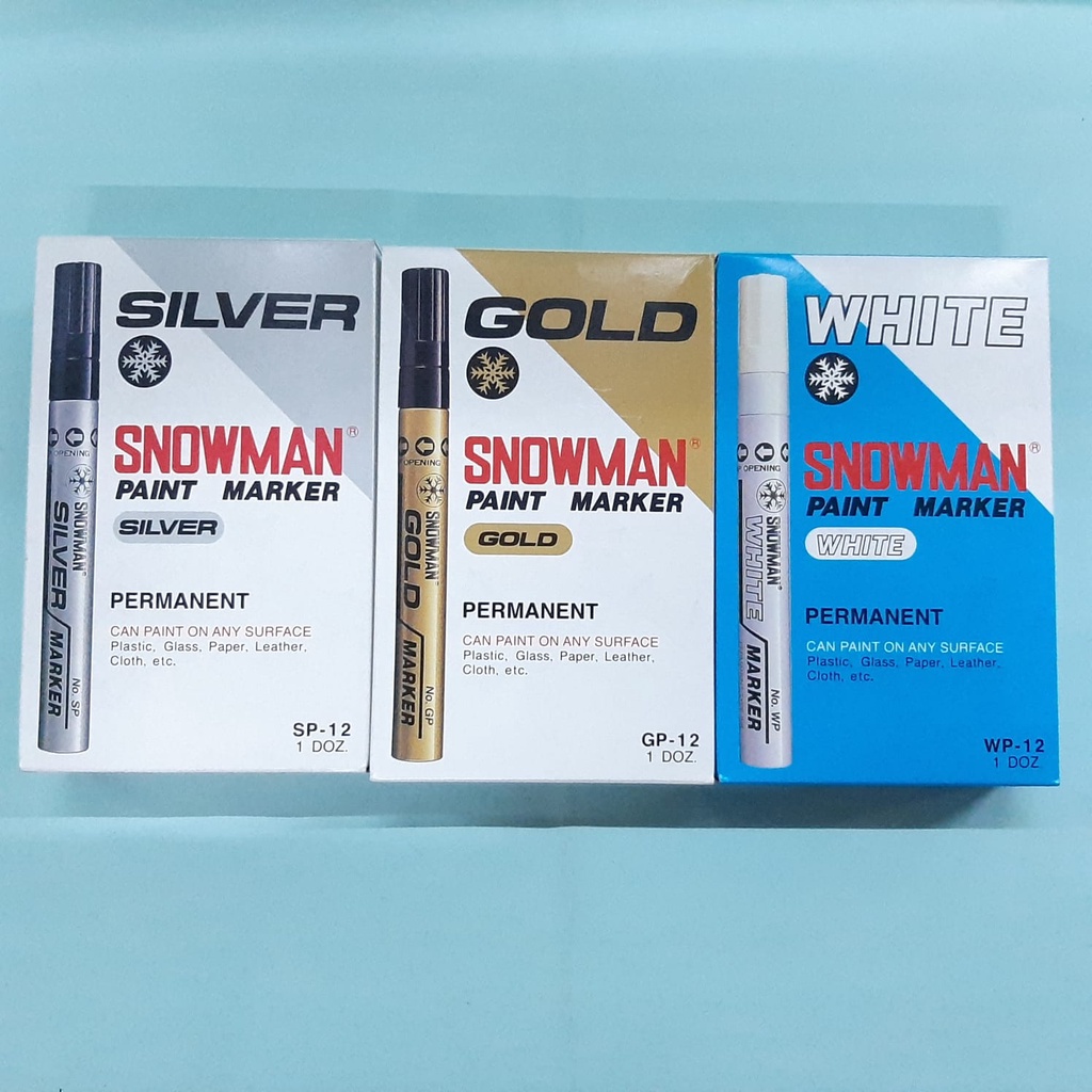 

Spidol Permanent SNOWMAN Paint Marker Gold Silver Putih Mas Perak PutiH GP12 SP12 WP12 SPIDOL
