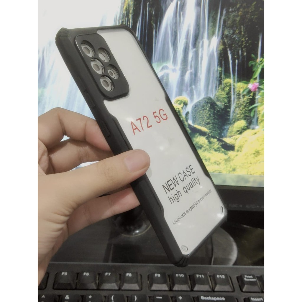 Anti Shocking Samsung A72 5G 6.7 Inchi Hardcase List Hitam Acrylic Case