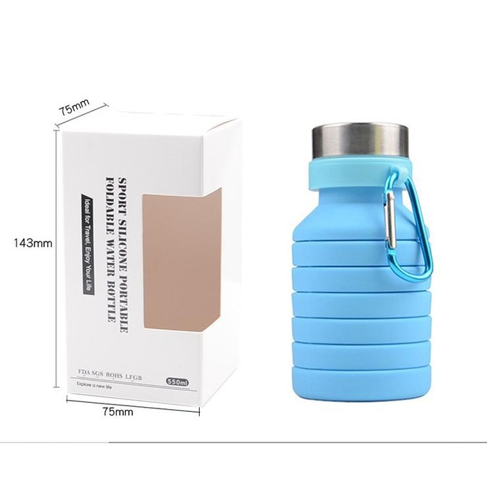 Folding Silicone Portable Foldable Bottle Botol Minum Minium Silikon 550ml