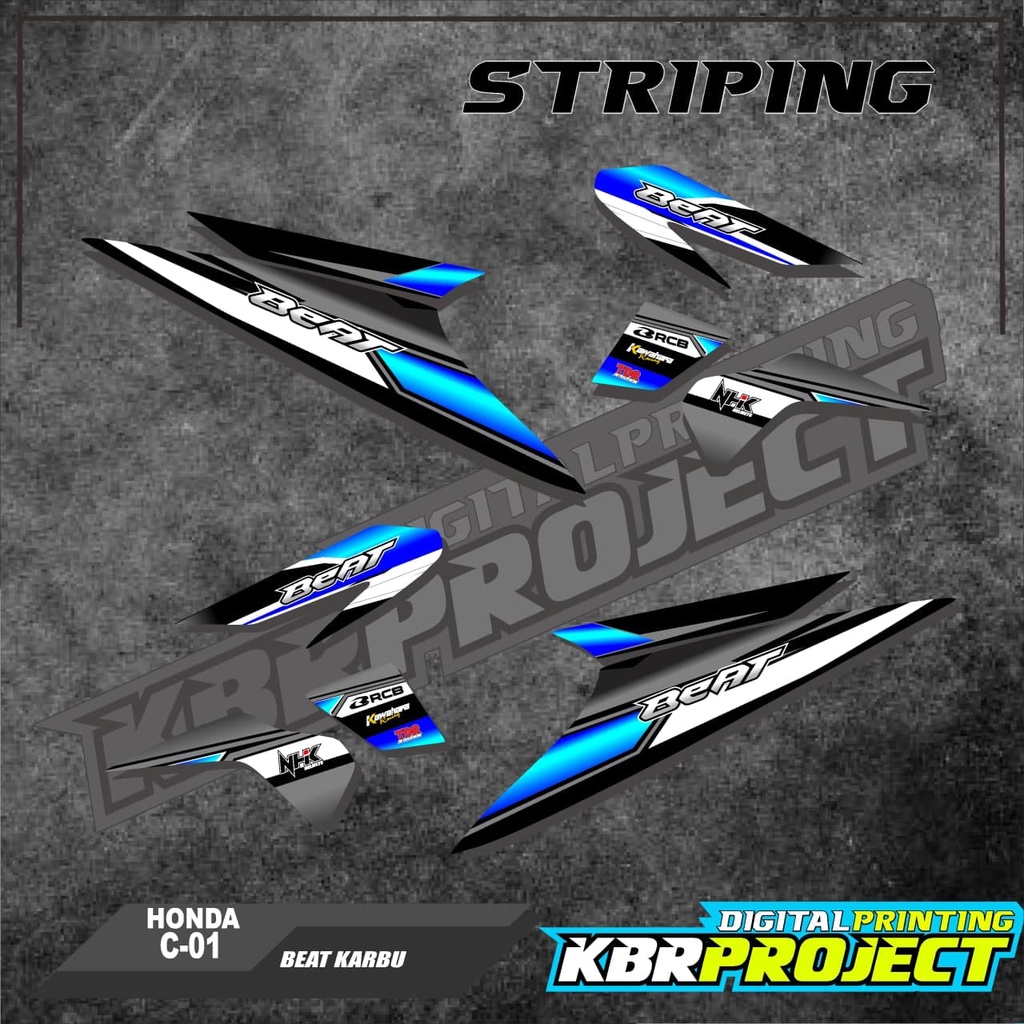 Striping Beat Karbu 2008 2009 2010 2011 2012 (4) Variasi Sticker Skotlet Motor Scotlite TRANSPARAN