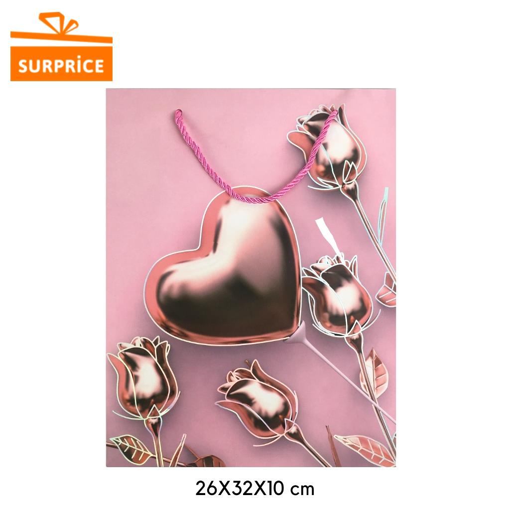 Surprice Paper Bag 30x41x12cm / Kantong Tas Kado Hadiah Ulang Tahun Birthday / Goodie Bag-Balon Hati