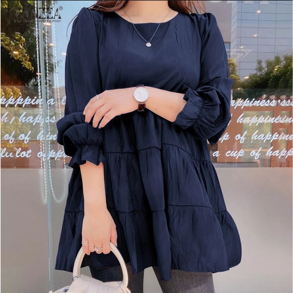 Cindy Tunik New//Atasan wanita baju tunik polos lengan panjang casual