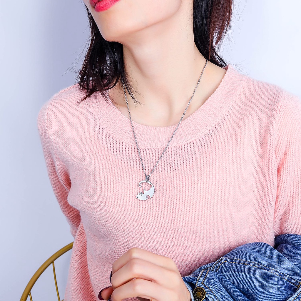 Kalung Couple KL138 Stainless Steel / Titanium Premium Fashion Wanita Kalung unik Lucu Keren Copel / Deluna/ BB