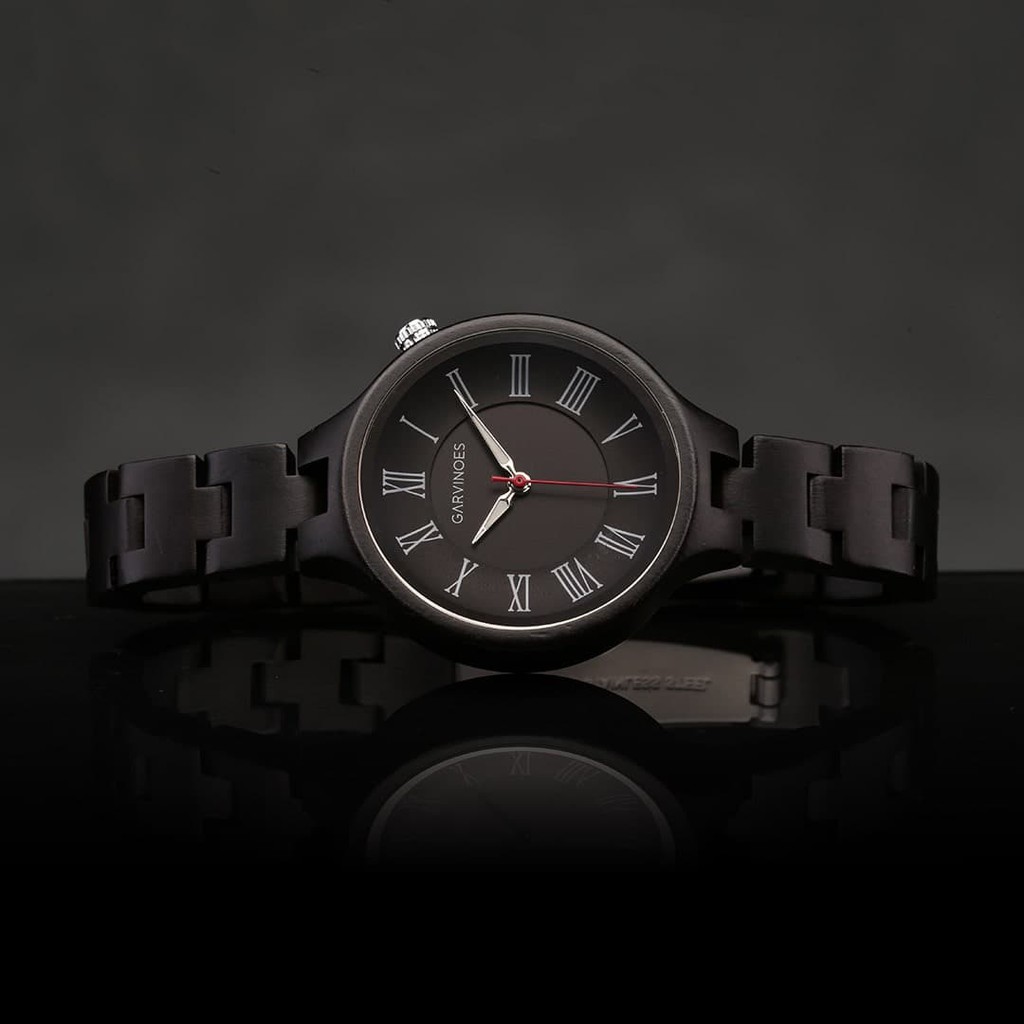JAM TANGAN KAYU WANITA GARVINOES - Avalon Black / JAM TANGAN WANITA BRANDED ORIGINAL MURAH ASLI