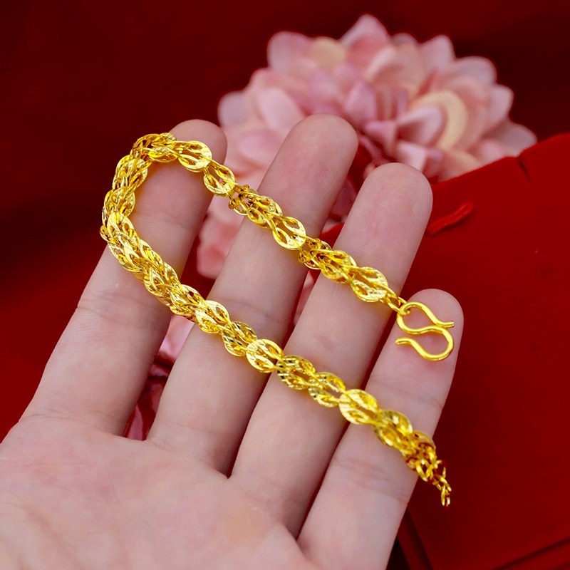 Bisa COD Wanita Bangle Asli Emas Gelang Kirim Kotak Perhiasan id2020343#