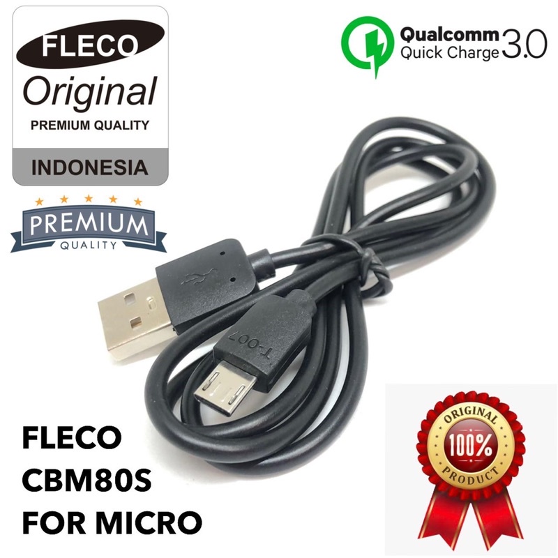 Ready Stok Kabel Data Fleco Micro USB 80CM CBM80S ORIGINAL - Cable CBM-80S 2A