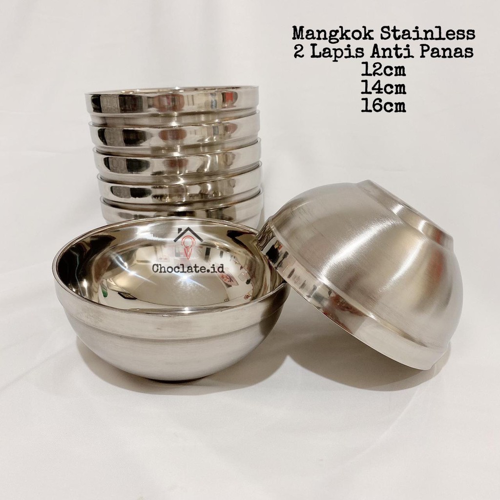 Mangkok Stainless 2 lapis Anti Panas Mangkuk Korea