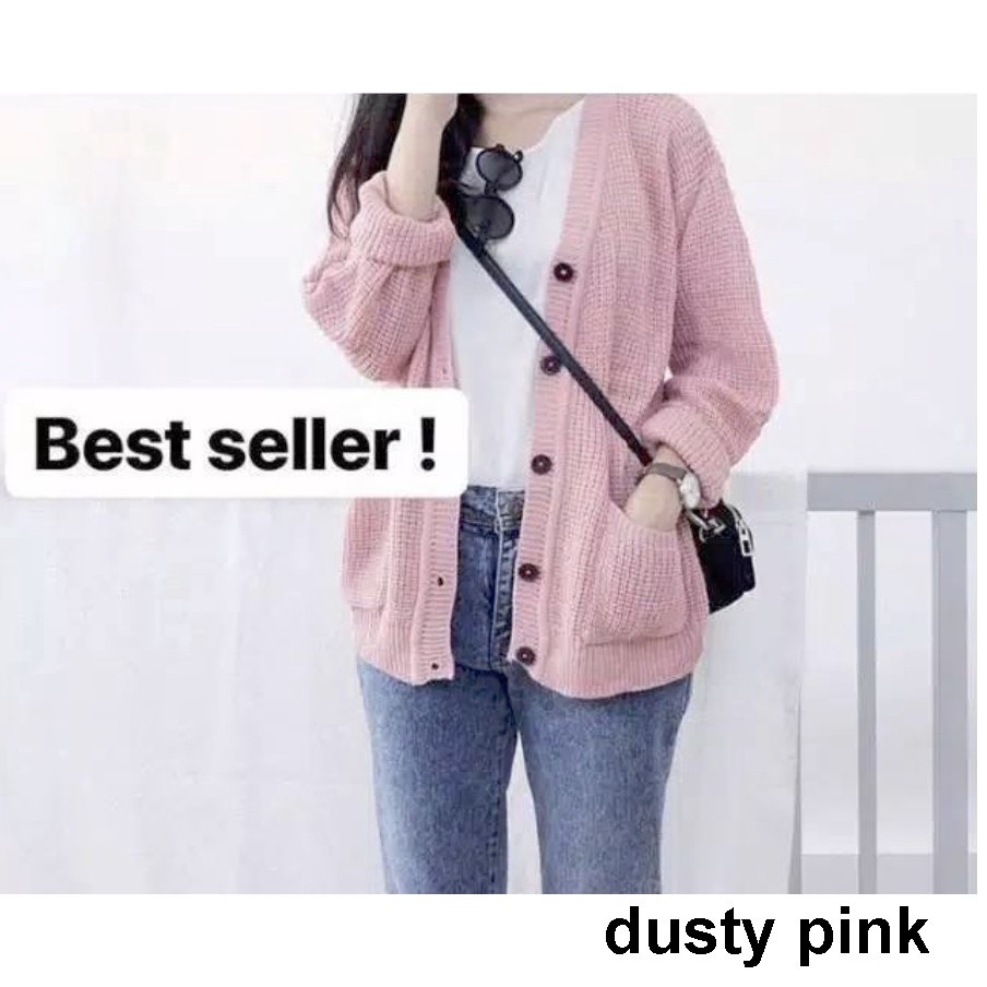 MERISSA Gardigan Cardigan Rajut Tebal Wanita Panjang Jumbo Oversize - Kardigan Cardingan Korea Polos-4