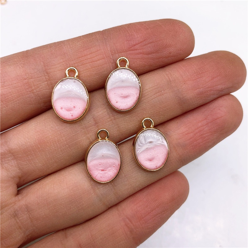 4pcs Liontin Bentuk Tetesan Air Bahan Alloy Warna Pink Untuk Anting Charms