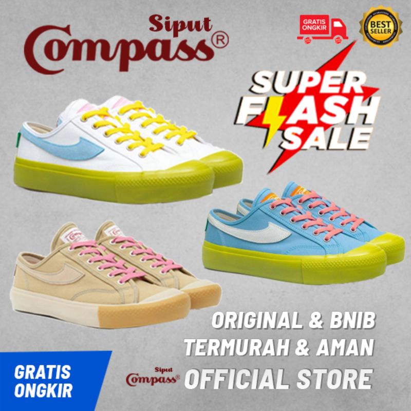 Sepatu Compass Gazelle Low Matcha White, Matcha Blue & Pink Frost