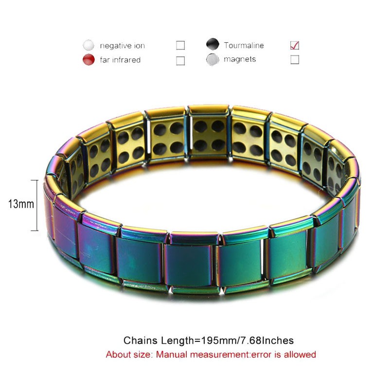 Gelang Kesehatan : Mode Titanium Baja Energi Magnetic Gelang Pria Anti-Kelelahan Gelang Kesehatan-2