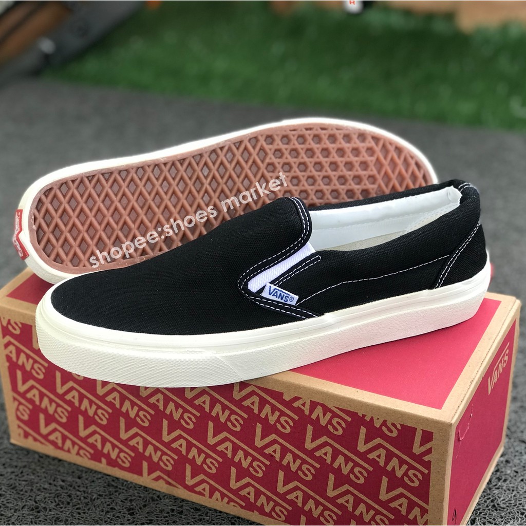 Sepatu Vans Slip On OG Black White - Free Kaos Kaki