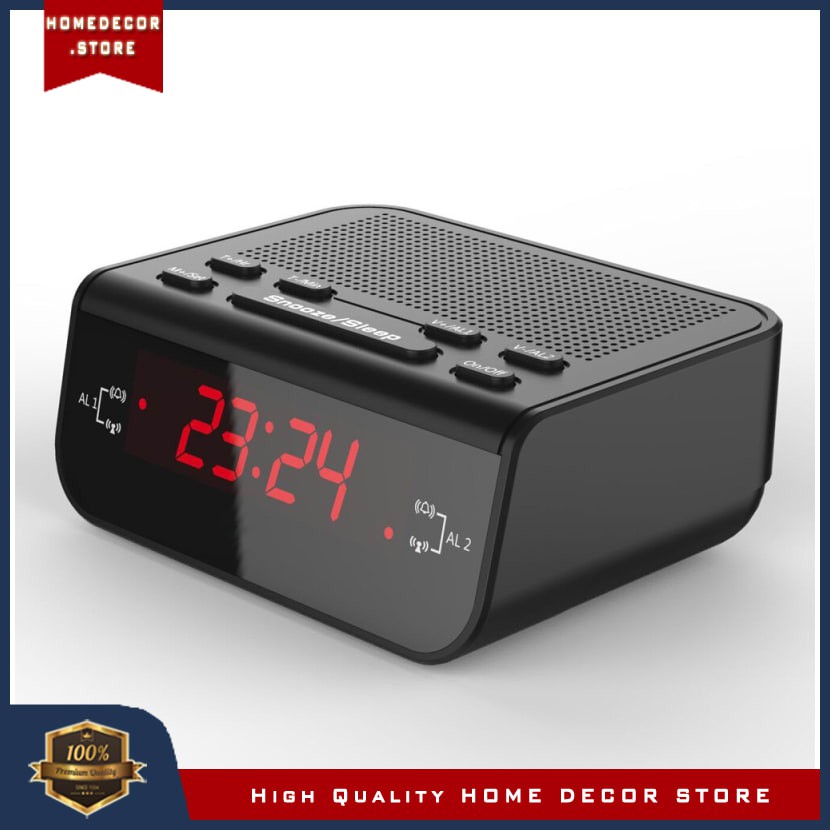 Desktop LED Fm Radio Digital Alarm Clock with sleep timer snooze fuction Compact Digital Modern