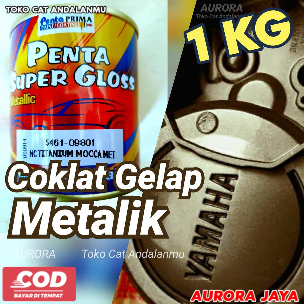 Cat Penta Super Gloss Magnesium 1kg Titanium Mocca Lemah Teles Coklat Tua Gelap Metallic Metalik - T