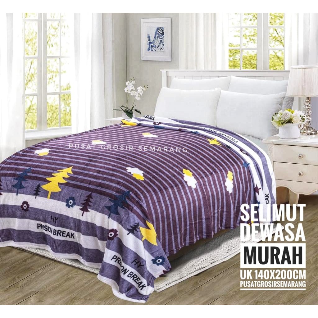 Selimut Dewasa Murah MORIA Abstrak Leaf Polkadot Flower Bvrbery Reindeer Could Moon Star Awan Rusa-Grey Pine Stripes