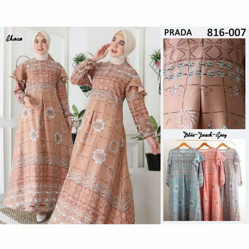 GAMIS MAXMARA PRADA SILK BUNGA UNGU RUMBAI BUSUI BY ZR MAYZOY