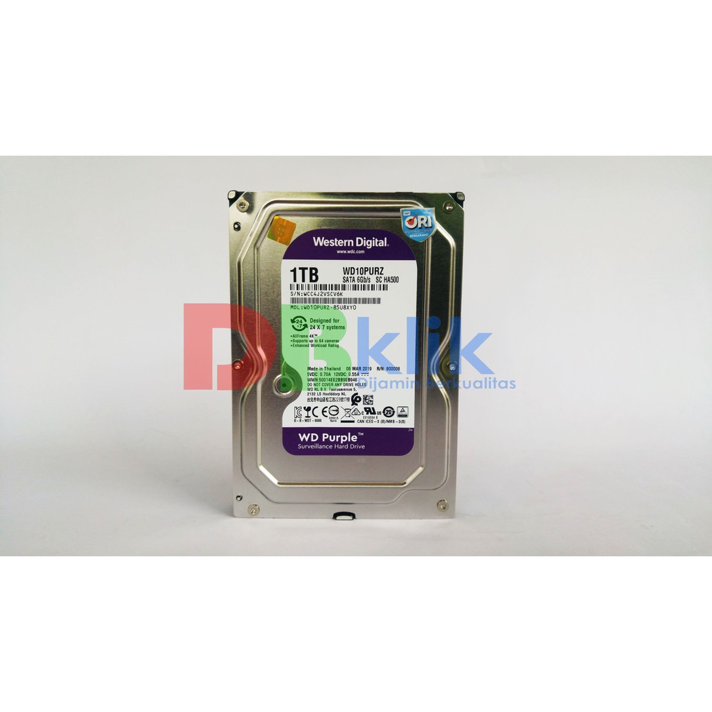 Hard Disk HDD WDC 1TB Purple Sata Khusus CCTV