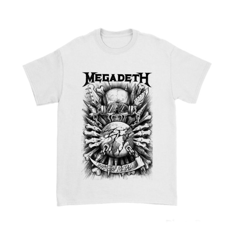 KAOS BAJU MEGADETH | T-SHIRT BAND MUSIK METAL ROCK | KAOS PUTIH PRIA WANITA OVERSIZE