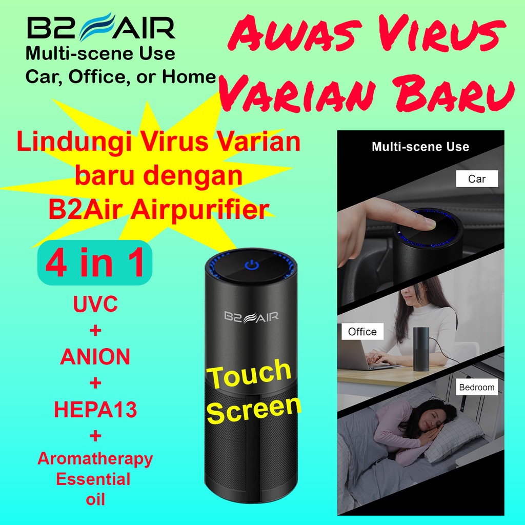 B2AIR Car Air Purifier Portable+Air Purifier UVC-LED UV H13 HEPA DIY Aromatherapy Air Purifier Mobil