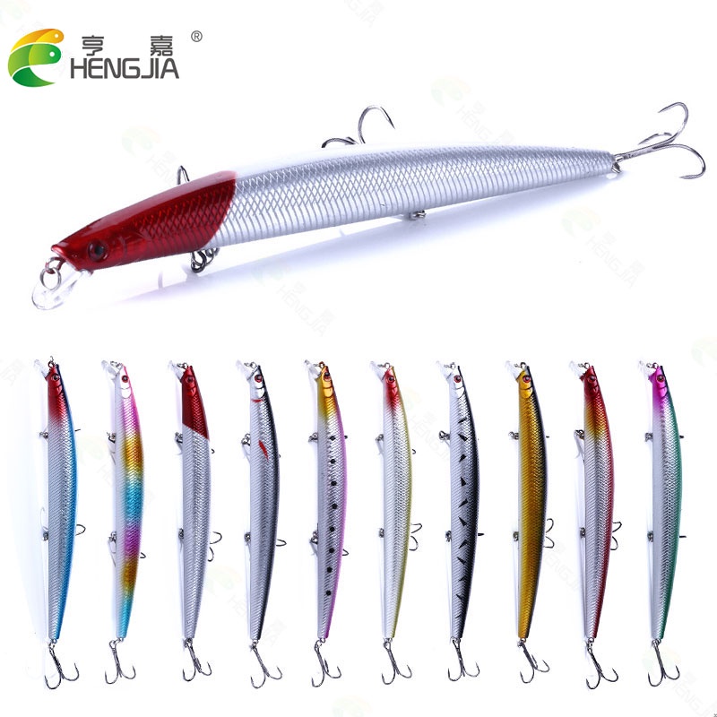 Hengjia 1pc Umpan Pancing Minnow Hard Bait Floating Fishing Lure Ikan Kecil Alat Pancing18cm 26g Dengan Kail Treble