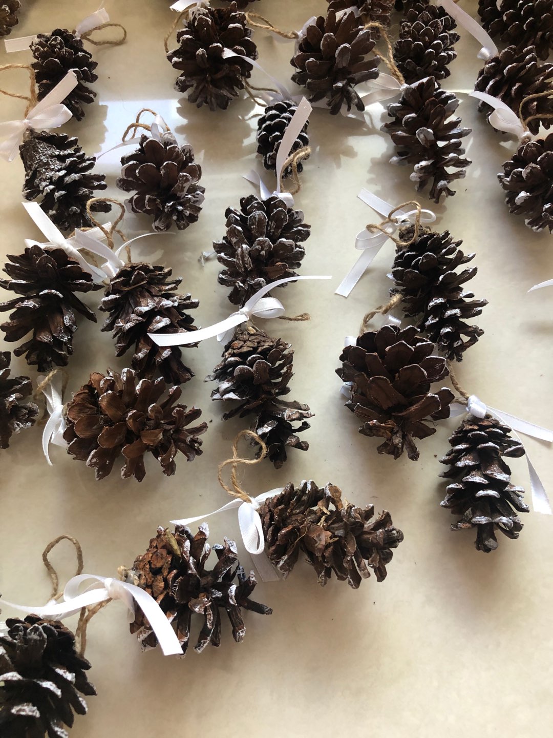 Bunga Pinus Salju Bunga Pinus Kering Putih Salju Hiasan Pohon Natal Dekorasi Natal