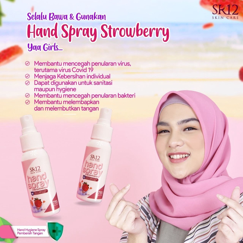 HAND SPRAY STRAWBERRY SR12 / HAND SANITIZER SPRAY / ALKOHOL 75%